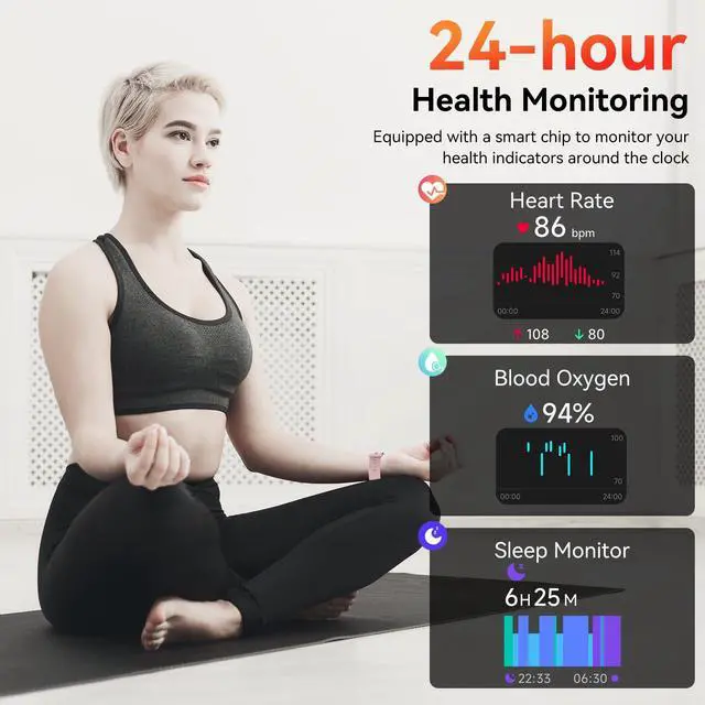 Alt view image 5 of 7 - Smart Watch with Alexa Built-in, 1.83" HD Health Fitness Tracker, Bluetooth Calls/Notifications, 120+ Sports Modes, 24/7 Heart Rate/Sleep Tracking, IP68 Waterproof for iPhone and Android (Pink)
