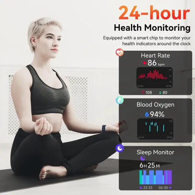Alt view image 5 of 7 - Smart Watch with Alexa Built-in, 1.83" HD Health Fitness Tracker, Bluetooth Calls/Notifications, 120+ Sports Modes, 24/7 Heart Rate/Sleep Tracking, IP68 Waterproof for iPhone and Android (Blue)