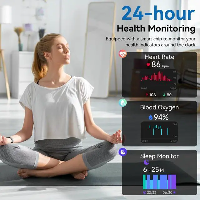 Alt view image 5 of 7 - Smart Watch with Alexa Built-in, 1.83" HD Health Fitness Tracker, Bluetooth Calls/Notifications, 120+ Sports Modes, 24/7 Heart Rate/Sleep Tracking, IP68 Waterproof for iPhone and Android (Black)