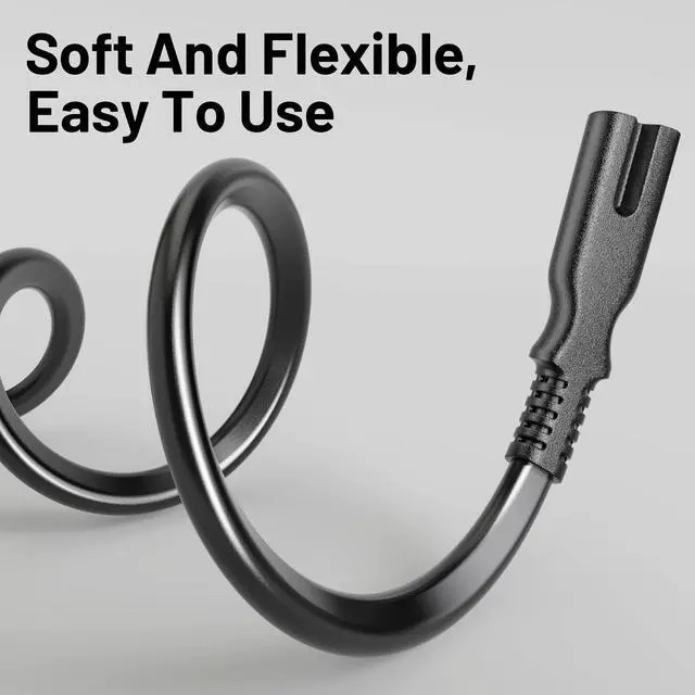 Alt view image 5 of 7 - 2 Prong AC Power Cord 6Ft Black, Universal Power Cable Replacement for Sony PS5/PS4/PS3 Slim, PlayStation 5 4 3, Xbox One X/S, Xbox Series X/S, TV, Printer-ETL Listed