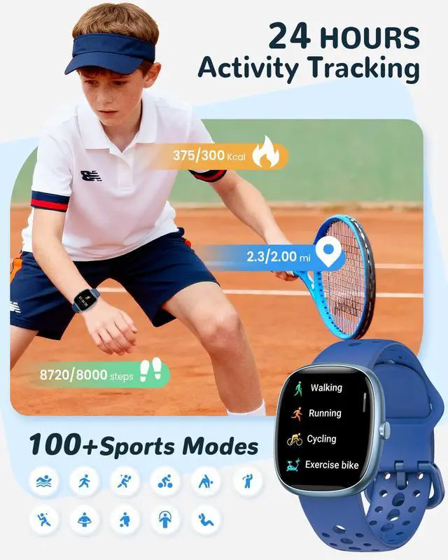 Alt view image 3 of 7 - Smart Watch for Kids Girls Gift: No APP No Phone Needed Watch with Heart Rate Sleep Monitor Pedometer, Music Player, Alarm Clock & Timer, 20 Games, Camera-Birthday Gifts for 4-16 Year Olds Boys Blue