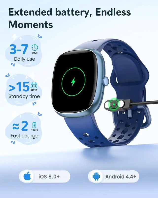Alt view image 7 of 7 - Smart Watch for Kids Girls Gift: No APP No Phone Needed Watch with Heart Rate Sleep Monitor Pedometer, Music Player, Alarm Clock & Timer, 20 Games, Camera-Birthday Gifts for 4-16 Year Olds Boys Blue