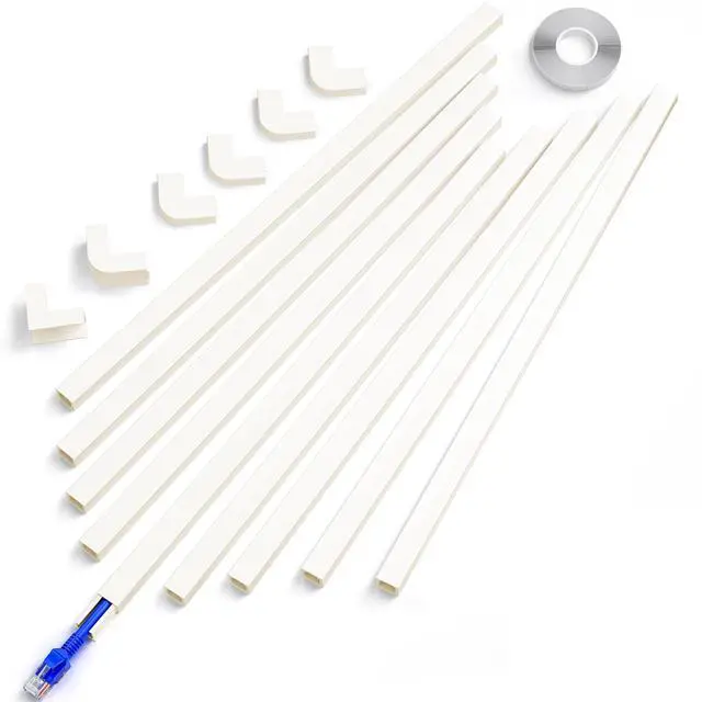 Main image of 142in Beige Cord Hider, Beige Cord Covers for Wires on Wall, One-Cord Cable Hider, Wire Hider Wire Covers for Cords on Wall, Easy Set up Cable Cover Raceway, L15.7 W0.59 H0.4in
