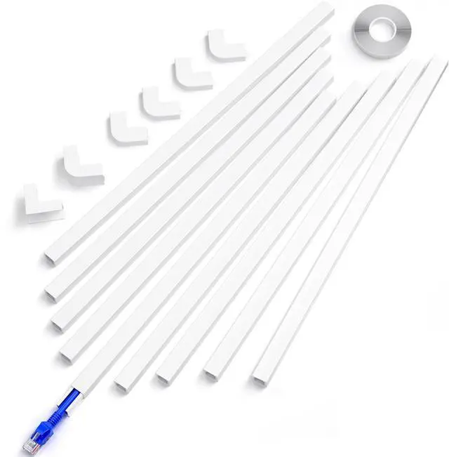 Main image of Cord Cover, 142in Wire Covers for Cords on Wall, Small Cord Cable Hider for 1 Wire, Ease Installation Cords Hider for Wall Mount TV, Paintable Cable Cover Raceway, L15.7 W0.59 H0.4in, White