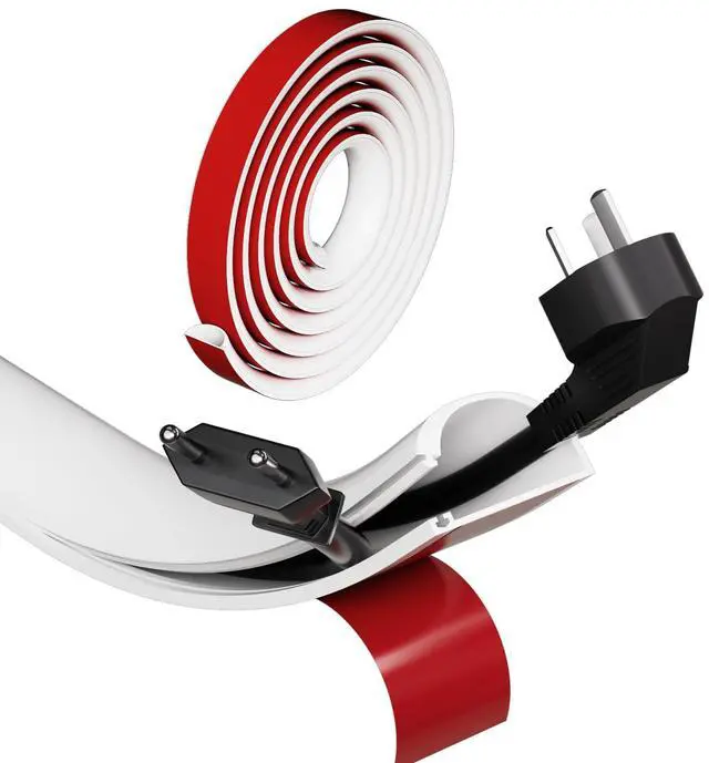 Main image of Silicone Cord Hider Wall for 2-3 Cables,Side-Opening Wire Covers for Cords on Wall,Self-Adhesive Cable Hider Raceway,TV Wire Hider,TV Cord Hider for Wall Mounted TV,Flexible Cord Cover(39''-White)