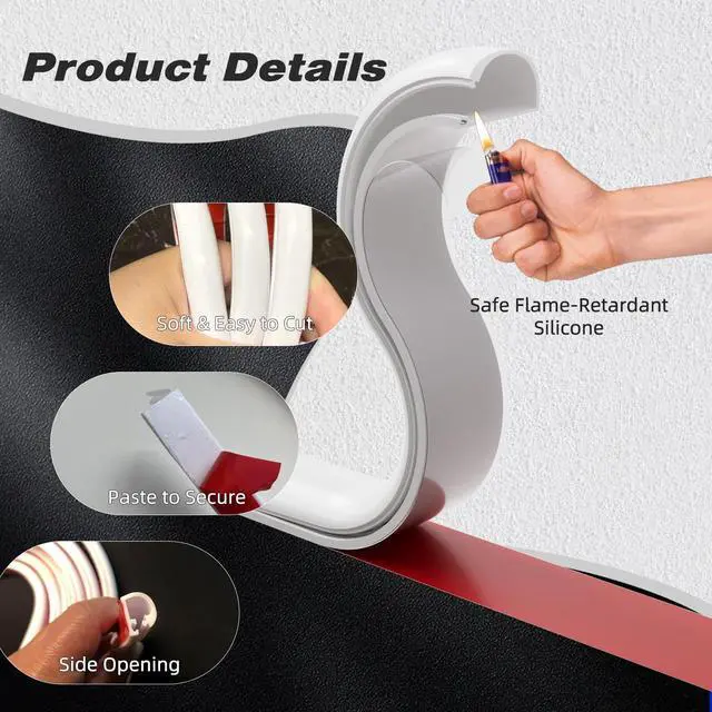 Alt view image 3 of 7 - Silicone Cord Hider Wall for 2-3 Cables,Side-Opening Wire Covers for Cords on Wall,Self-Adhesive Cable Hider Raceway,TV Wire Hider,TV Cord Hider for Wall Mounted TV,Flexible Cord Cover(39''-White)