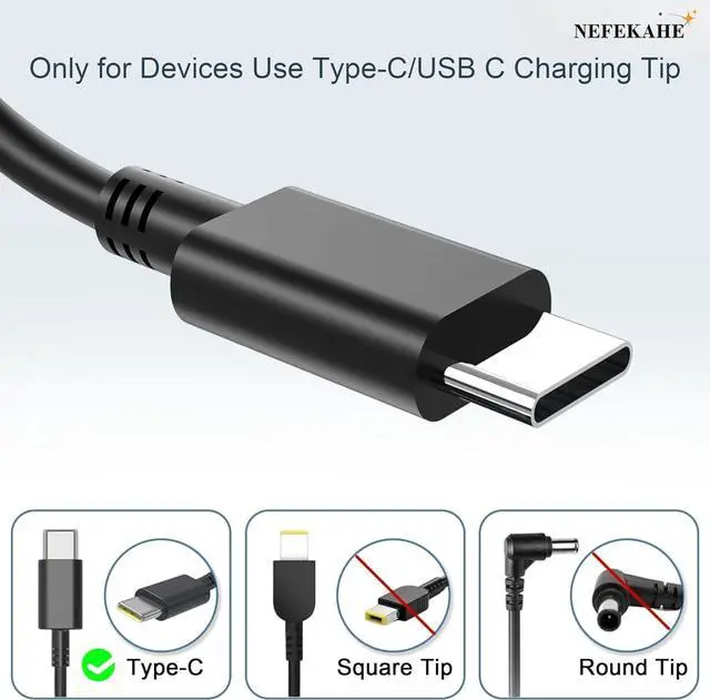 Alt view image 2 of 5 - 65W USB C Laptop Charger, Type-C Power Adapter Replacement for HP, Dell, Google Chromebook & PC Computer, Fast Charging Cord Supply for ThinkPad, Samsung, Acer Spin, C Port Wire Block