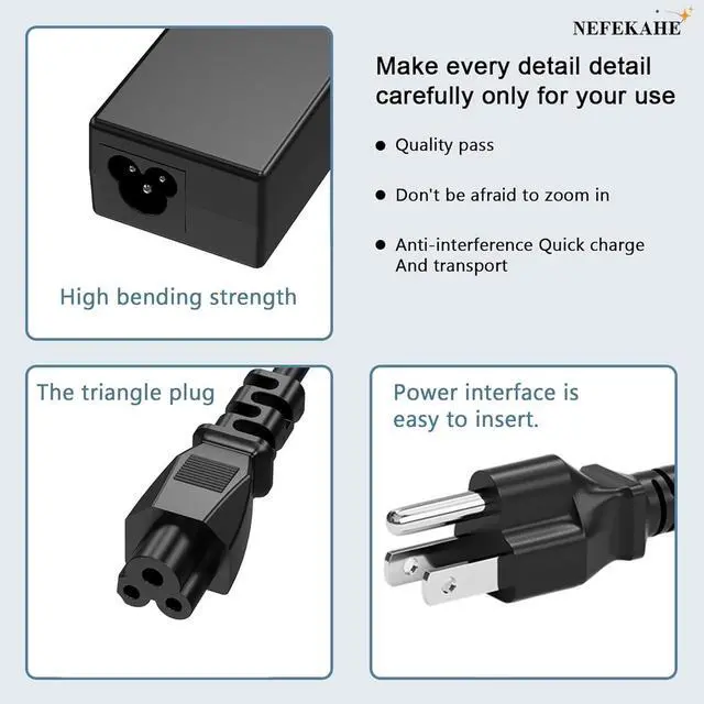 Alt view image 3 of 5 - 65W USB C Laptop Charger, Type-C Power Adapter Replacement for HP, Dell, Google Chromebook & PC Computer, Fast Charging Cord Supply for ThinkPad, Samsung, Acer Spin, C Port Wire Block