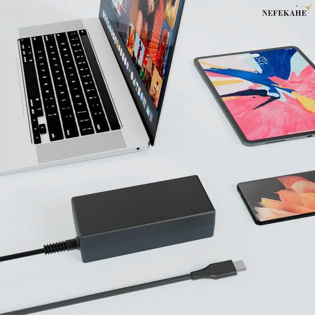 Alt view image 4 of 5 - 65W USB C Laptop Charger, Type-C Power Adapter Replacement for HP, Dell, Google Chromebook & PC Computer, Fast Charging Cord Supply for ThinkPad, Samsung, Acer Spin, C Port Wire Block