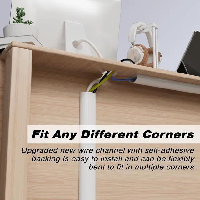 Alt view image 5 of 7 - 78" Silicone Cord Hider for 2-3 Cords,Flexible Side-Opening Self-Adhesive Cord Covers for Wires on Wall Mount TV,Easier Setup for Home Office Cable Management Wire Hider,1.1" W x 0.6" H,White