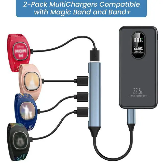 Alt view image 2 of 6 - Charger for Magic Band and MagicBand+, Multicharger for Disney MagicBand Plus, 4-in-1 Charging Hub