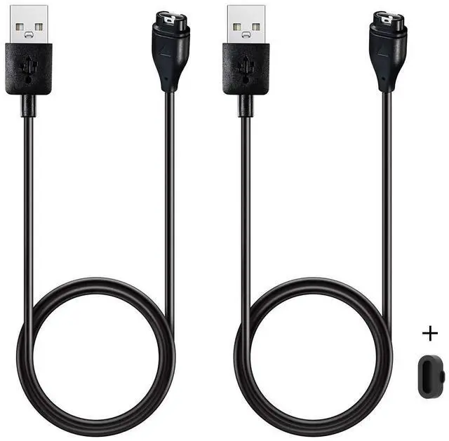 Main image of Charger for Garmin Instinct & Instinct 2 2S 2X 3, Replacement Charging Cable Cord Plus a Black Silicone Charger Port Anti Dust Plug (2 Pack)