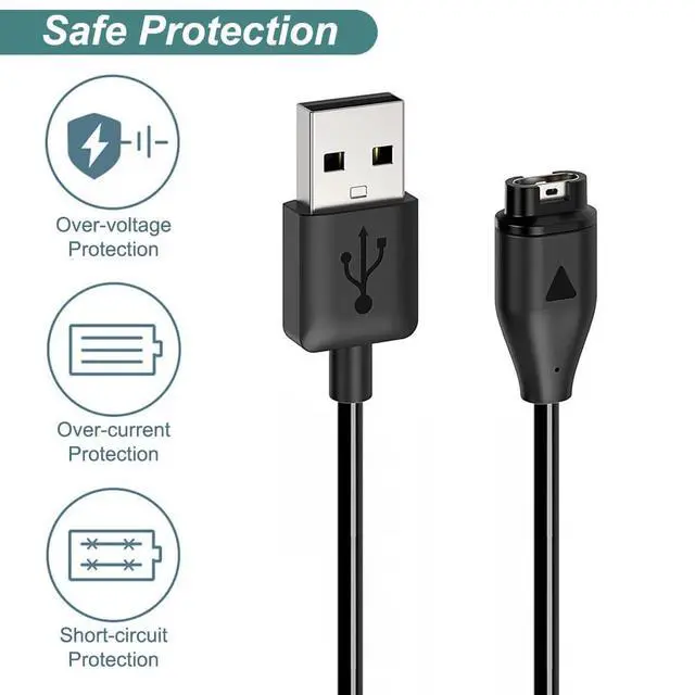 Alt view image 5 of 7 - Charger for Garmin Instinct & Instinct 2 2S 2X 3, Replacement Charging Cable Cord Plus a Black Silicone Charger Port Anti Dust Plug (2 Pack)