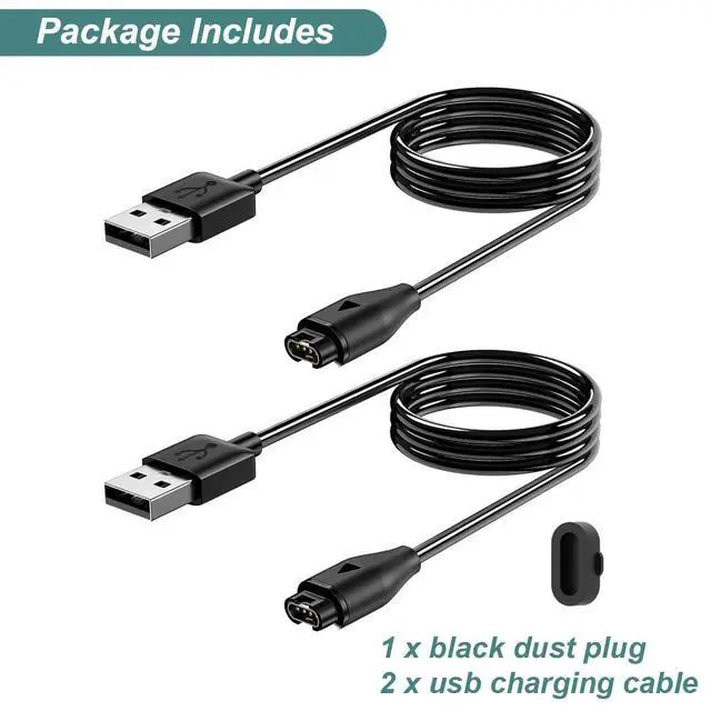 Alt view image 7 of 7 - Charger for Garmin Instinct & Instinct 2 2S 2X 3, Replacement Charging Cable Cord Plus a Black Silicone Charger Port Anti Dust Plug (2 Pack)