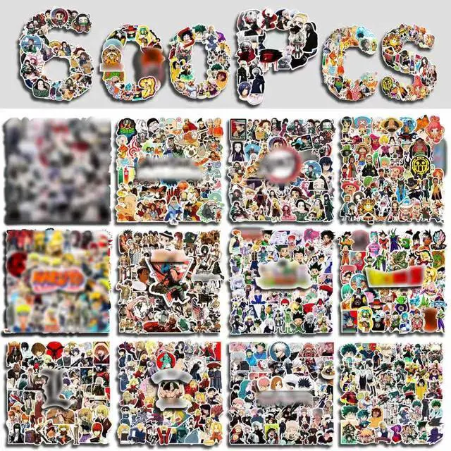 Main image of Large Anime Stickers Mixed Pack,600Pcs Mixed with Classic Anime Theme Sticker Pack,Vinyl Waterproof Stickers Decals for Bottles, Laptops, Skateboards&Notebooks, Stickers for Adults&Kids&Teens