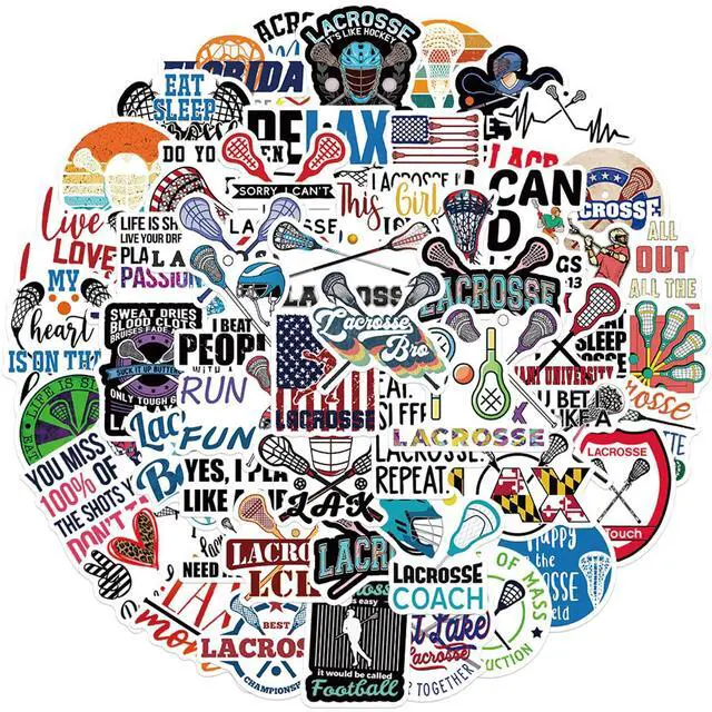 Main image of 50 Pieces Lacrosse Stickers, Lacrosses Vinyl Stickers for Water Bottle, Helmet, Laptop, Phone, Lacrosses Gifts, Ball Party Favors, Sport Stickers Lacrosse Decorations for Kids Teens Boy