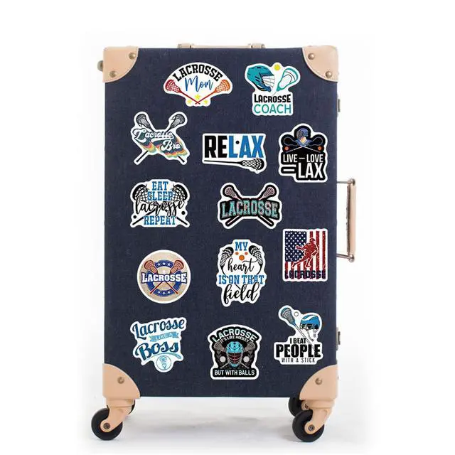 Alt view image 3 of 7 - 50 Pieces Lacrosse Stickers, Lacrosses Vinyl Stickers for Water Bottle, Helmet, Laptop, Phone, Lacrosses Gifts, Ball Party Favors, Sport Stickers Lacrosse Decorations for Kids Teens Boy
