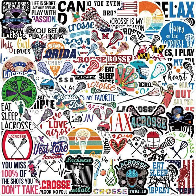 Alt view image 7 of 7 - 50 Pieces Lacrosse Stickers, Lacrosses Vinyl Stickers for Water Bottle, Helmet, Laptop, Phone, Lacrosses Gifts, Ball Party Favors, Sport Stickers Lacrosse Decorations for Kids Teens Boy