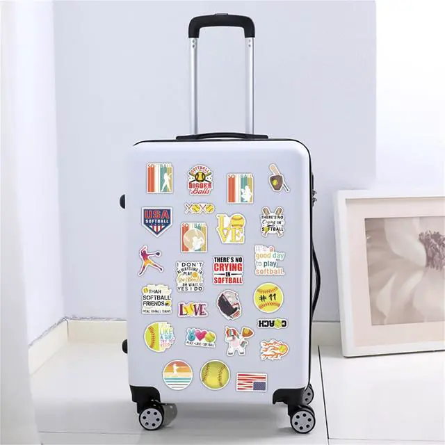 Alt view image 7 of 7 - 50 Pieces Softball Stickers, Soft Ball Vinyl Stickers for Water Bottle, Helmet, Laptop, Phone, Softball Gifts, Party Favors, Sport Sticker Soft Ball Decorations for Teens