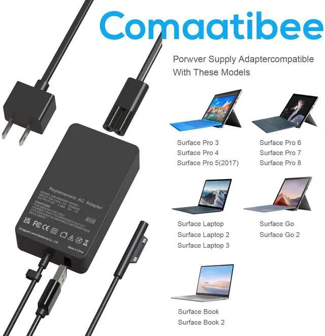 Alt view image 5 of 7 - Laptop Surface Pro Charger 15V 2.58A 44W Power Supply for Microsoft Surface Book Surface Pro 8/7/6/5/4/3 Laptop 1/2/3 Surface Go 1/2 & Surface Book (Not Compatible Surface 3)