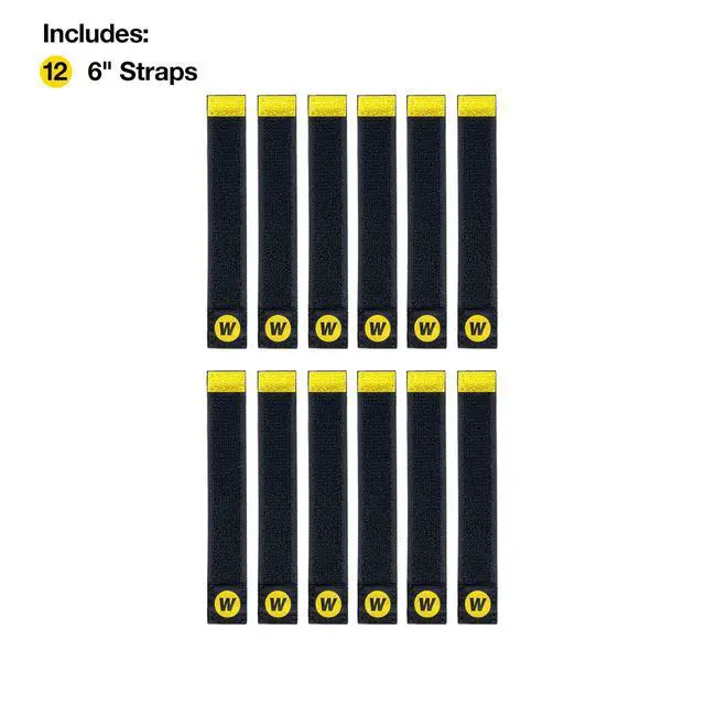 Alt view image 3 of 7 - Selfie Straps by - 6-inch (12-Pack) Black - Elastic Hook and Loop Cord Organizer Wraps for Phone Charger, Computer, Electrical Charging Cord and Cable Storage and Organization