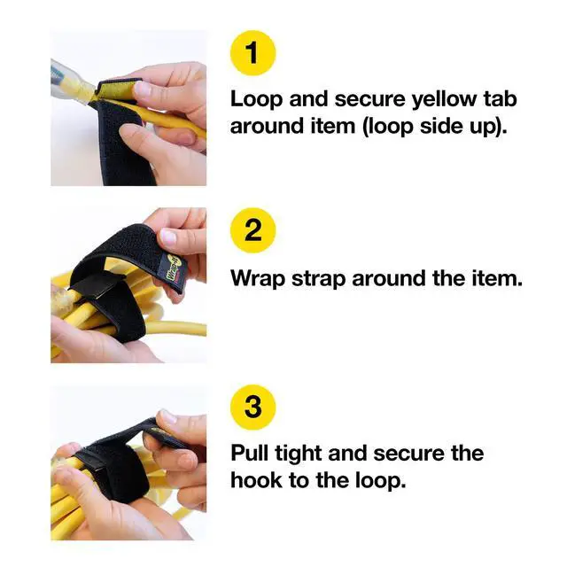 Alt view image 7 of 7 - Selfie Straps by - 6-inch (12-Pack) Black - Elastic Hook and Loop Cord Organizer Wraps for Phone Charger, Computer, Electrical Charging Cord and Cable Storage and Organization