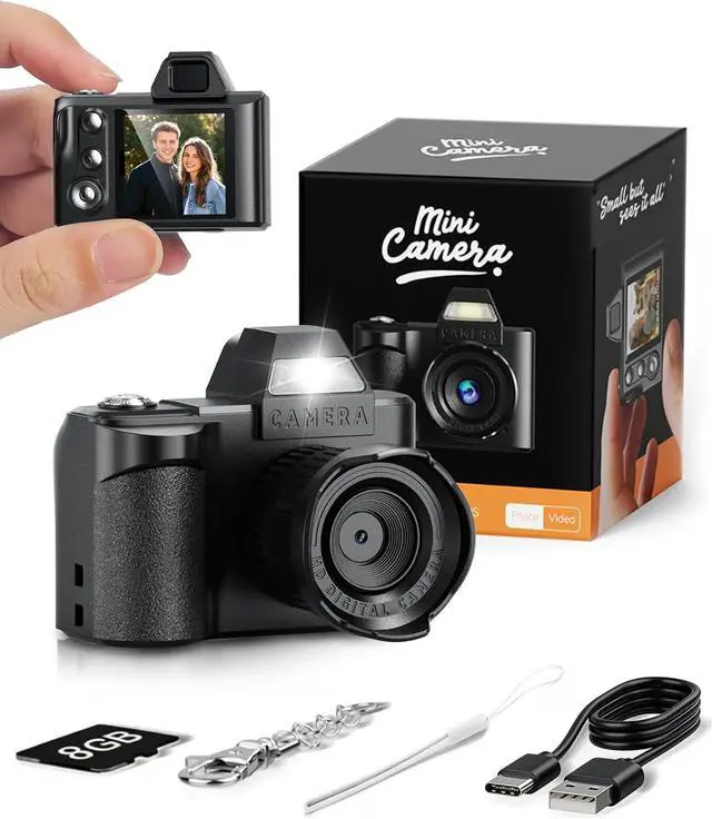 Main image of Mini Keychain Digital Camera,1080P Tiny Portable Camera with 4X Zoom, 8GB SD Card & Full Accessories, Ideal Birthday & Festival Gifts for Girls Boys, Teenagers, Adult Beginners