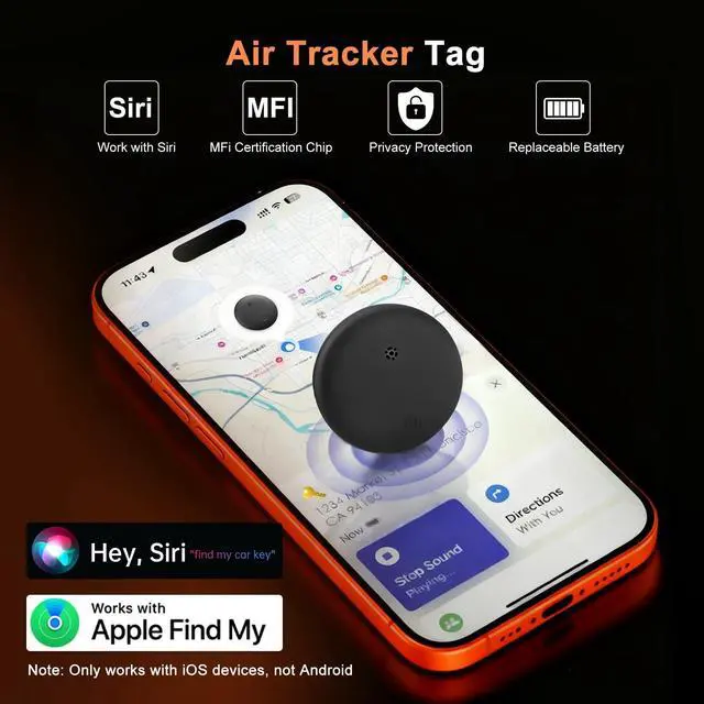 Alt view image 2 of 7 - Air Tracker Tag-4 Pack Works with Apple Find My (iOS Only), Bluetooth Tracker Tag Keys Finder Tracking Tags Item Locator with Sounds Smart Tag Keys Item Finders Smart Tag for Keys