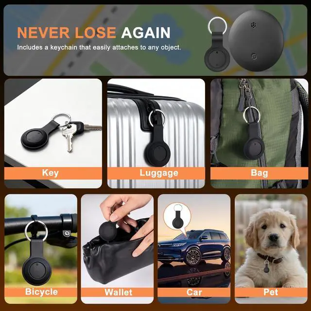 Alt view image 7 of 7 - Air Tracker Tag-4 Pack Works with Apple Find My (iOS Only), Bluetooth Tracker Tag Keys Finder Tracking Tags Item Locator with Sounds Smart Tag Keys Item Finders Smart Tag for Keys