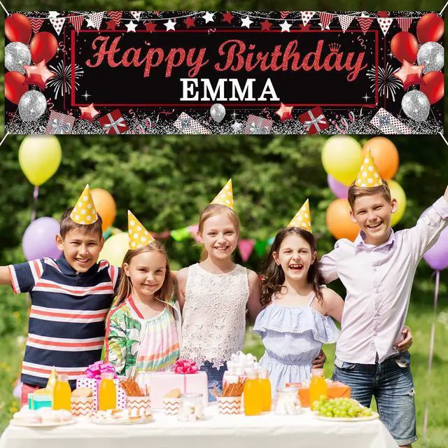 Alt view image 6 of 7 - Personalized Birthday Banner Happy Birthday Party Decorations Custom DIY Black Red Birthday Party Backdrop with Name Alphabet Letter Sticker Happy Birthday Sign Party Supplies for Men Women