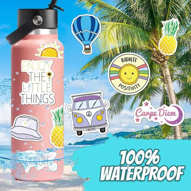 Alt view image 2 of 7 - 120 Pcs Preppy Stickers, Summer Stickers for Water Bottles Girls, Laptop Accessory Waterproof, Cute Decals for Phone Waterbottle MacBook Cup, Summer Themed Stickers for Teens