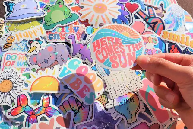 Alt view image 3 of 7 - 120 Pcs Preppy Stickers, Summer Stickers for Water Bottles Girls, Laptop Accessory Waterproof, Cute Decals for Phone Waterbottle MacBook Cup, Summer Themed Stickers for Teens