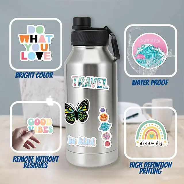 Alt view image 7 of 7 - 120 Pcs Preppy Stickers, Summer Stickers for Water Bottles Girls, Laptop Accessory Waterproof, Cute Decals for Phone Waterbottle MacBook Cup, Summer Themed Stickers for Teens
