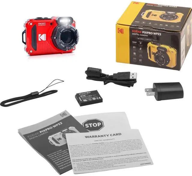 Alt view image 4 of 4 - PIXPRO WPZ2 Waterproof Digital Camera Bundle, Includes: SanDisk 32GB MicroSD Memory Card, Spare Battery and More (5 Items) (Red)