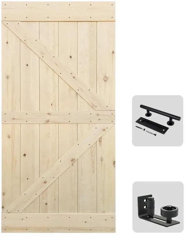 Main image of 42in x 84in Barn Door, Unfinished British Brace Knotty Pine/American Traditional Country Style/Single Surfaces/A Simple Assembly is Required