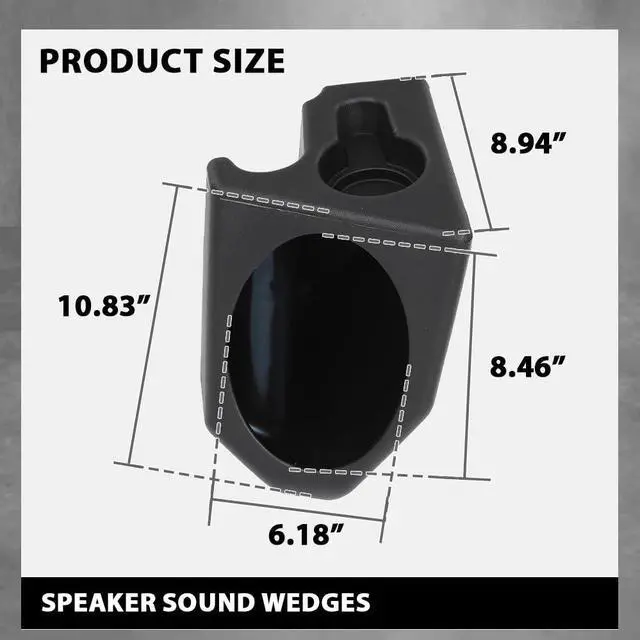 Alt view image 3 of 6 - Speaker Sound Wedges Compatible with Jeep Wrangler YJ CJ 1976-1995 Black 2 Pcs