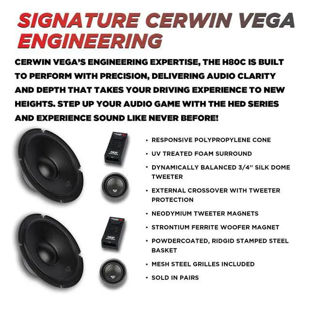Alt view image 3 of 6 - H80C HED 8" 2-Way 450W Component Full Range Speaker Set(Pair)