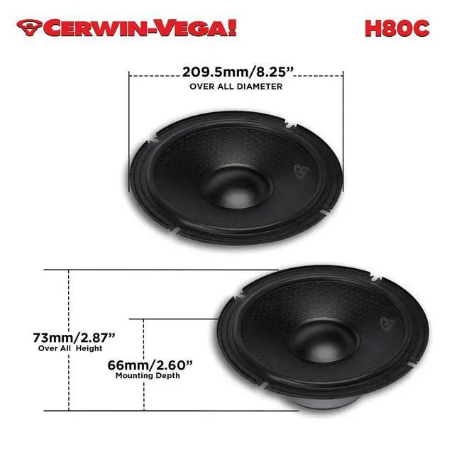 Alt view image 4 of 6 - H80C HED 8" 2-Way 450W Component Full Range Speaker Set(Pair)