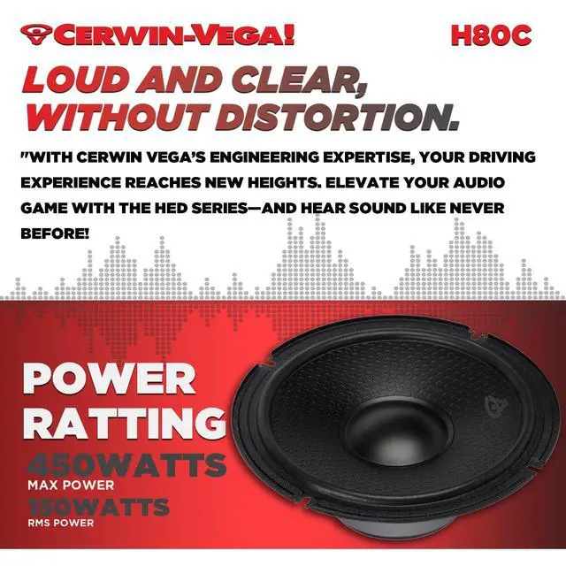Alt view image 5 of 6 - H80C HED 8" 2-Way 450W Component Full Range Speaker Set(Pair)