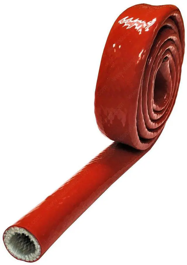 Main image of 5" Thermo Armor Silicone Coated Fiberglass Fire Sleeve - 10 Feet - Red/Orange