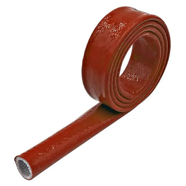 Alt view image 2 of 4 - 5" Thermo Armor Silicone Coated Fiberglass Fire Sleeve - 10 Feet - Red/Orange
