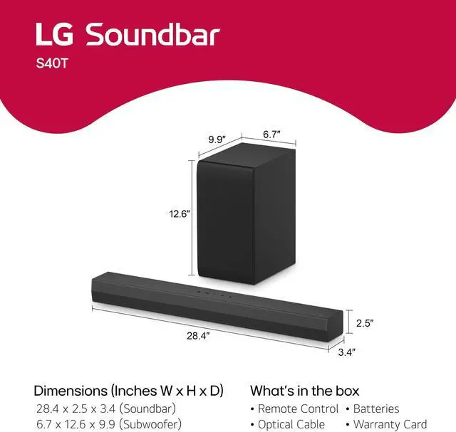 Alt view image 2 of 6 - S40T 2.1 ch.Soundbar with Wireless Subwoofer, TV Synergy, Wow Interface, AI Sound Pro