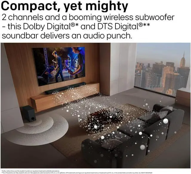 Alt view image 3 of 6 - S40T 2.1 ch.Soundbar with Wireless Subwoofer, TV Synergy, Wow Interface, AI Sound Pro