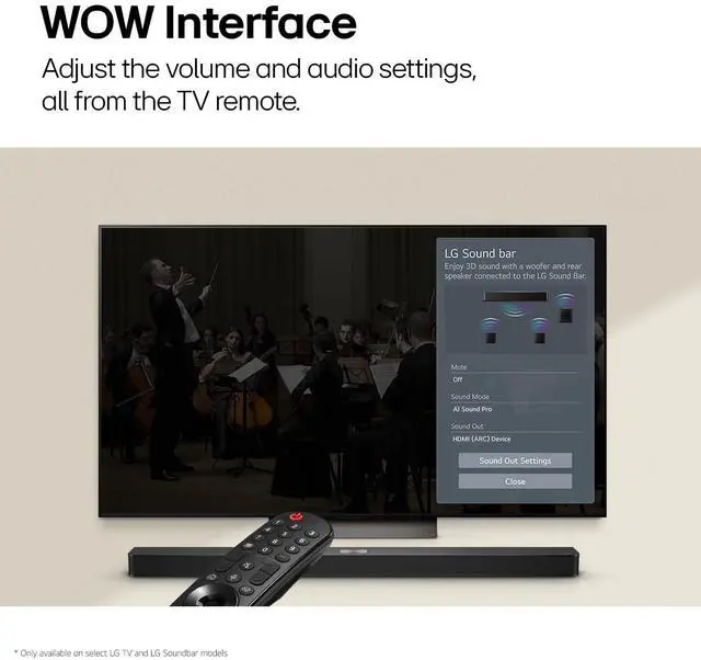 Alt view image 4 of 6 - S40T 2.1 ch.Soundbar with Wireless Subwoofer, TV Synergy, Wow Interface, AI Sound Pro