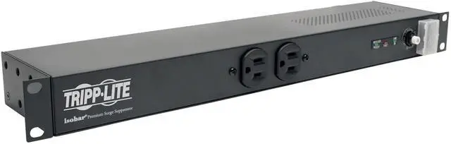 Main image of 12-Outlet Rackmount PDU Isobar Surge Protector Power Strip, 20A, 3840 Joules, 15ft Cord with 5-20P Plug, 1U Rack-Mount, Manufacturer's & $25,000 Insurance (IBAR12-20ULTRA)