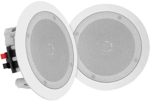 Main image of Pair 8" Bluetooth Flush Mount In-wall In-ceiling 2-Way Universal Home Speaker System Spring Loaded Quick Connections Polyprone Cone Polymer Tweeter Stereo Sound 250 Watts (PDICBT852RD)