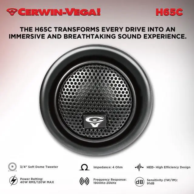 Alt view image 3 of 6 - H65C 6.5" 2-Way 360 Watts 4 Ohm Component Car Speaker Set(Pair)