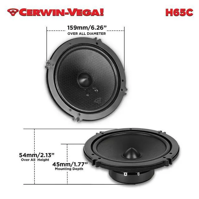 Alt view image 4 of 6 - H65C 6.5" 2-Way 360 Watts 4 Ohm Component Car Speaker Set(Pair)