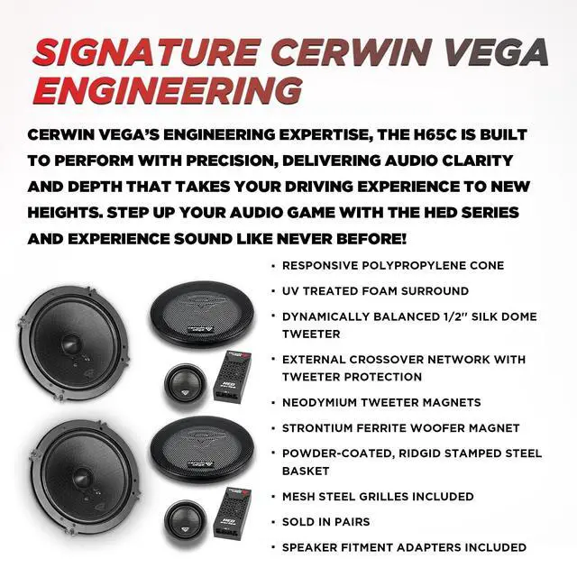 Alt view image 5 of 6 - H65C 6.5" 2-Way 360 Watts 4 Ohm Component Car Speaker Set(Pair)
