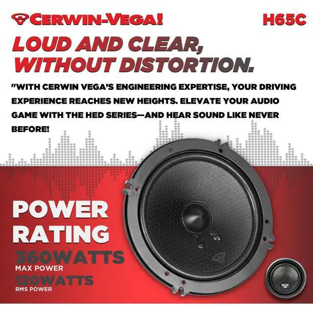 Alt view image 6 of 6 - H65C 6.5" 2-Way 360 Watts 4 Ohm Component Car Speaker Set(Pair)